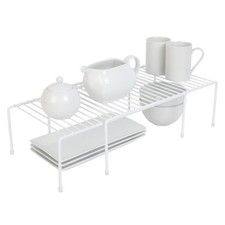 Expandable Kitchen Storage Shelf Rack Steel Rust-Resistant White 16 32.5 in