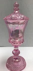 VINTAGE FENTON IRIDESCENT PINK GLASS VASE WITH LID 13” TALL