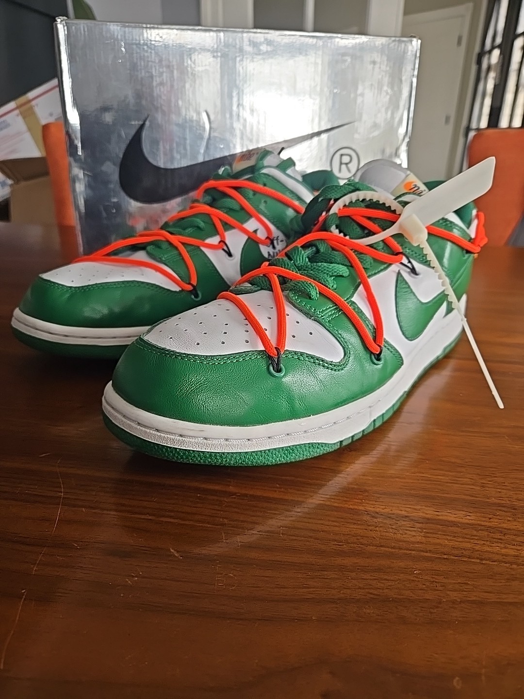 OFF WHITE X NIKE Nike Dunk Low x OFF WHITE verde pino 2019 usate con scatola taglia 13 uomo
