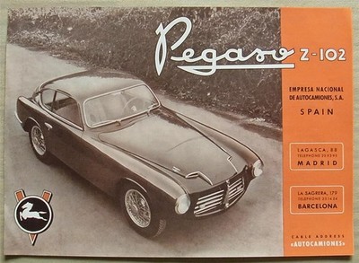 PEGASO Z-102B & Z-102BS Sports Cars Sales Specification Leaflet 1953