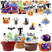 Halloween Tortendeko Essbar 60 StüCk Cupcake Topper Geister FledermäUse Spinnen