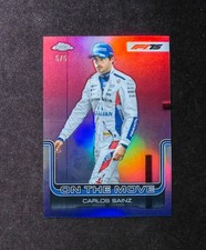 2025 Topps Chrome Formula 1 F1 Carlos Sainz On The Move #189 Red Refractor 5/5