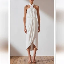SHONA JOY KNOTTED TULIP HEM GOWN IN IVORY Sz 2