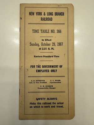 New York & Long Branch Railroad Mitarbeiter Fahrplan 29.10.1967 # 366