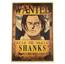 One Piece Manga Anime Wanted Poster Shanks 14x20 Paper Color Print RARE