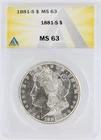1881-S Morgan Silver Dollar ANACS MS63 S$1 San Francisco Minted No Reserve
