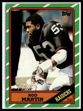 Rod Martin 1986 Topps #71 Los Angeles Raiders