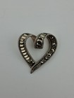 Signed 925 A Thailand Sterling Silver Marcasite Heart Pendant — photo 2