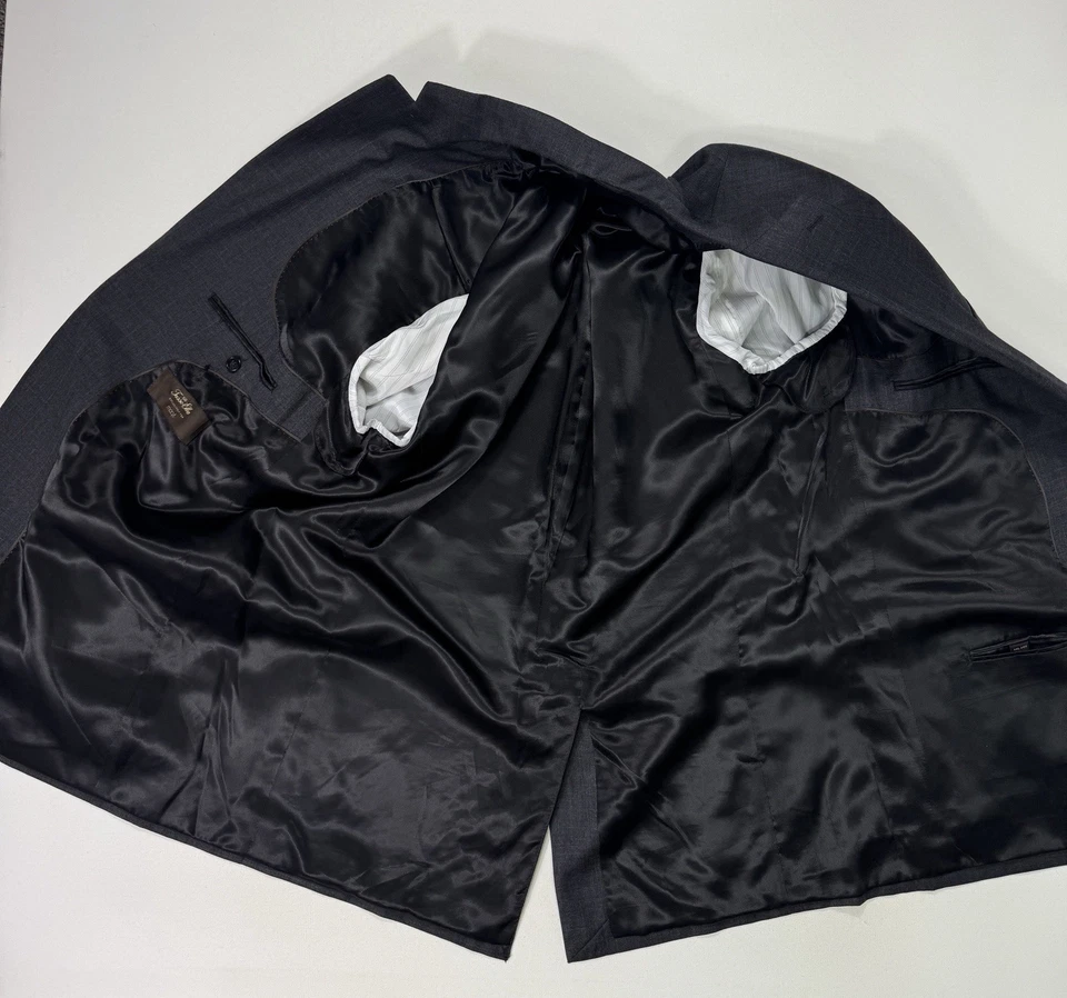 Traje de 2 piezas Tasso Elba lana cachemir gris azul a cuadros 46L 40x30,5 carrera moderno Foto 4 de 4