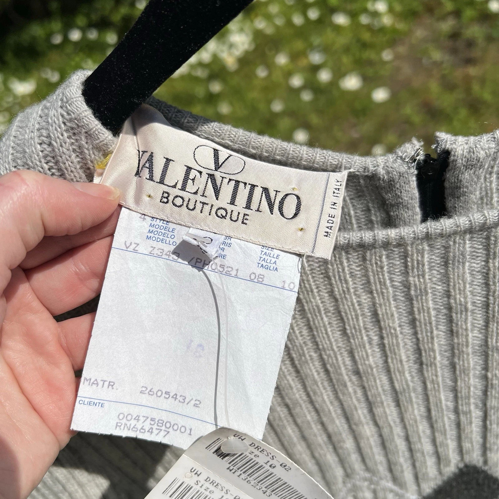 $2410 Nuovo con etichette Valentino Boutique abito vintage grigio argyle maglia lana 10
