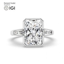 Radiant Diamond Trilogy Ring Platinum Labgrown 5.70 Ct Solitaire