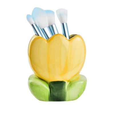 Ceramic Tulip Cosmetic Storage Box, Desktop Organizers Make Up Brush Storage ...