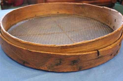 Primitive Antique Bentwood Grain Sieve Flour Sifter 17.5 Inch Diameter - Picture 3 of 7