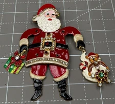 Lunch at the Ritz Articulated Santa Brooch LATR TO GO  Holiday Brooch 3.5"