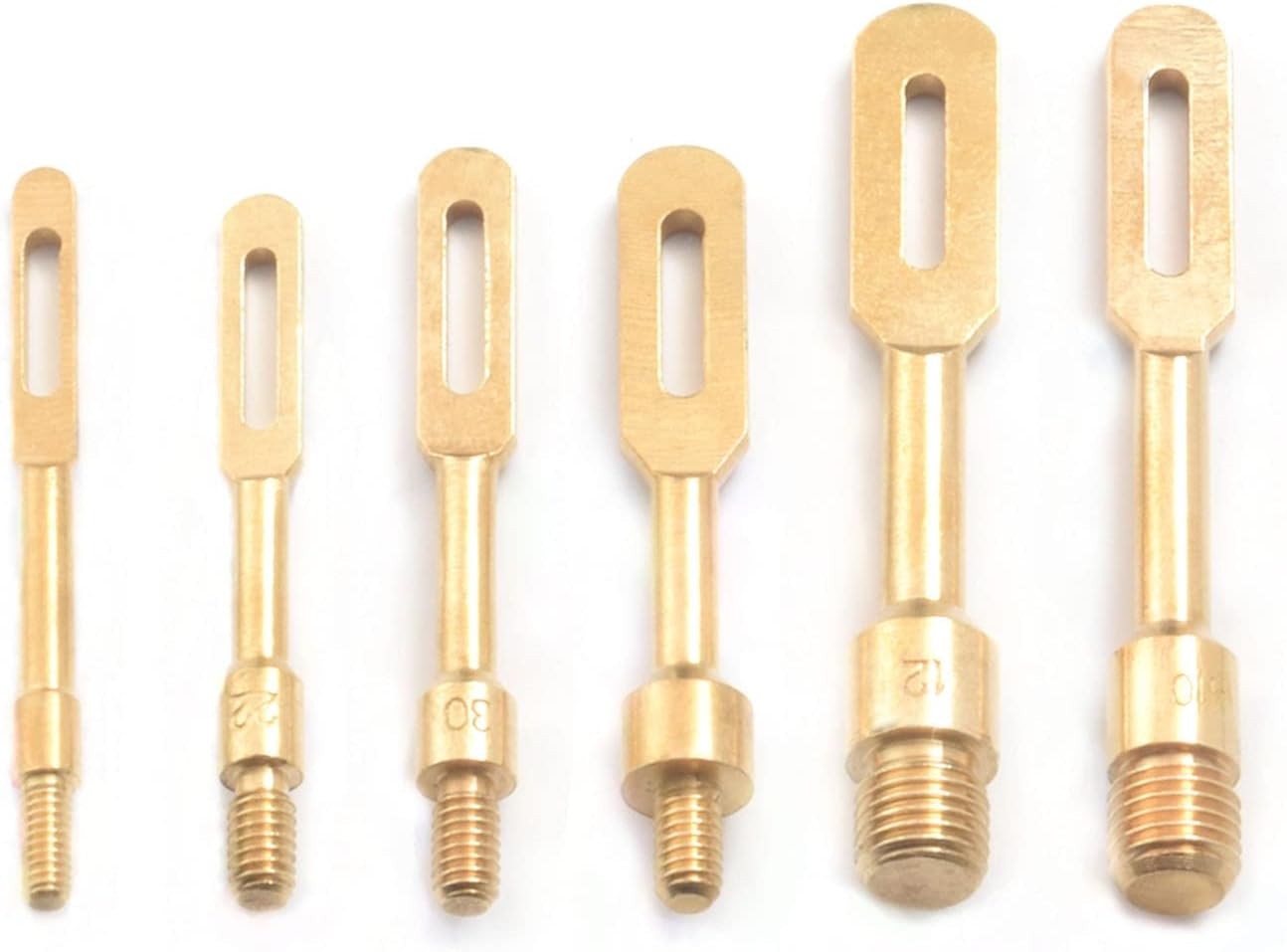 6 Pack Solid Brass Slotted Tip Gun Jag Patch Holder for Rifle/Handgun/Pistol