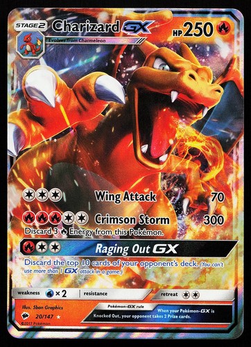 Charizard GX 20/147 Holo Burning Shadows Pokemon Card