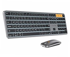 Backlit Bluetooth Keyboard and Mouse for Mac, KM100-A Full Size Space Gray