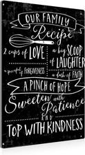 Vintage Kitchen Our Family Recipe Metal Tin Sign Wall Art Decor 8x12