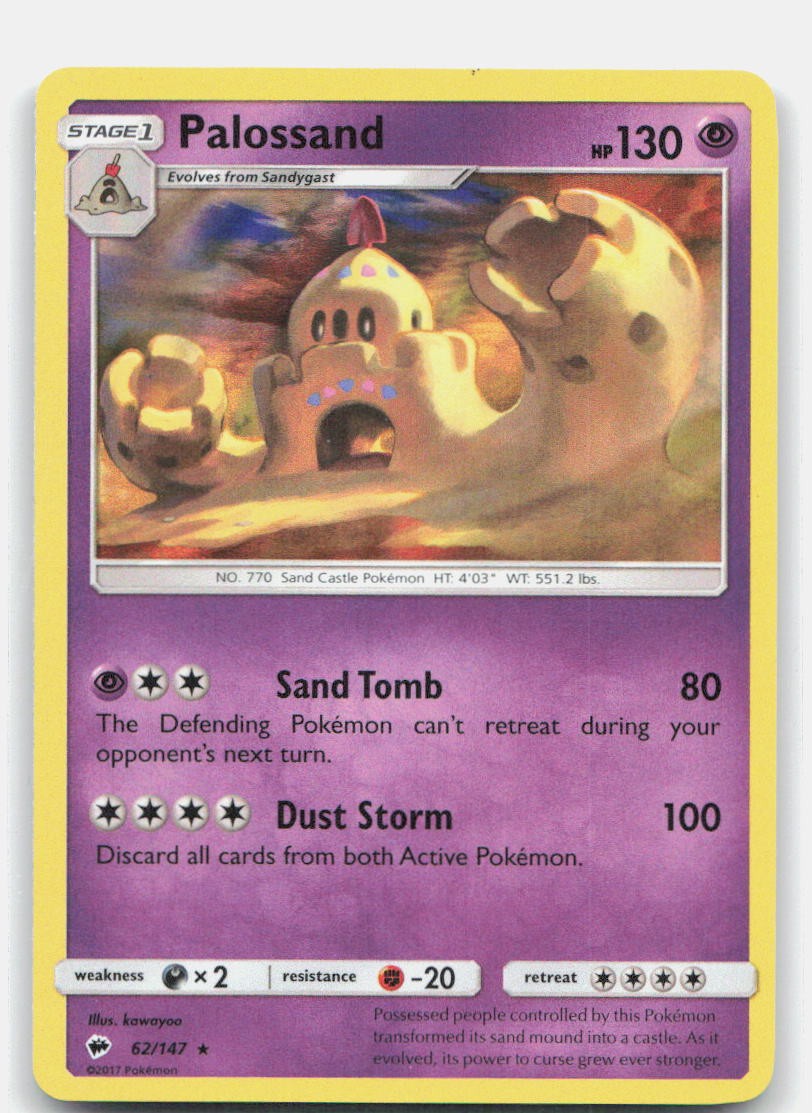 Pokemon Palossand Holo Rare SM - Burning Shadows 62/147 MP Trading Card