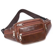 Men's PU Leather Waist Bag Crossbody Fanny Pack Adjustable Belt Shoulder Travel