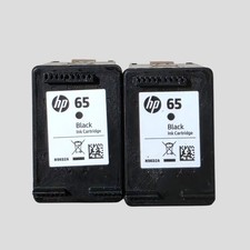 Lot of 2 Empty Genuine HP 65 Black Ink Cartridges To Refill Reuse Recycle