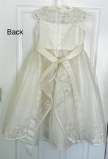 Girls Ivory Off-White Elegant Special Occasion Dress Kids Size 9 age 8-10 .