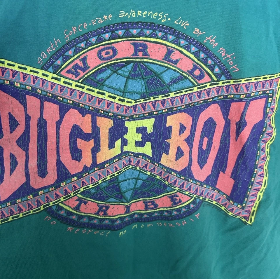 Camiseta Surf Grunge Vintage 90’s Bugle Boy Hombre Neón Puntada Única Talla Mediana Foto 2 de 4