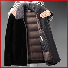 Mens Down Jacket Fur Mink Coat Winter Gold Mink Fur Winter Duck Down Warm Jacket
