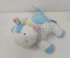 Vintage Eden Toys Blue White Polka Dot Cow Terry Cloth Plush Stuffed Animal