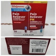 Walgreens Pain Reliever Acetaminophen 500mg 75 Gelcaps Exp 4/27