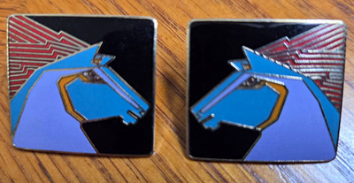 Vintage Laurel Burch ''Stallion'' Horse Earrings   Signed   Cloisonne Style