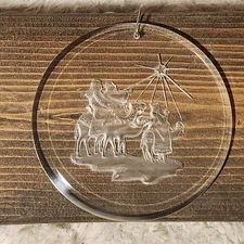 Vtg Henco Crystal Clear Ornament Three Kings  No. 1 With Stand Hanger Wisemen  