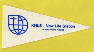 Vintage QSL pennant Radio KNLS Alaska Wimpel banderin fanion