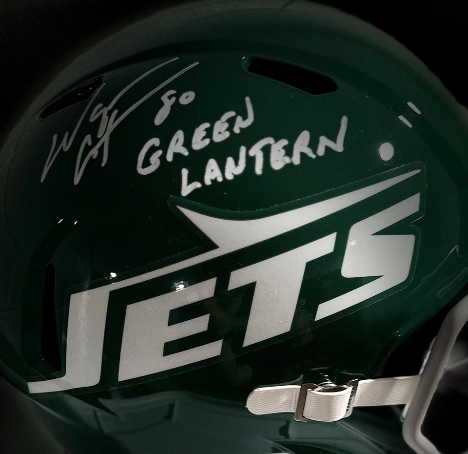 Casco réplica velocidad tamaño completo Wayne Chrebet Auto New York Jets Beckett certificado de autenticidad Foto 3 de 4