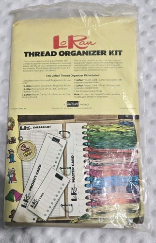 LoRan Thread Organizer System Binder Kit Crafts Floss Storage Vintage 1987 Open