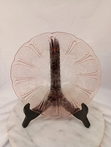 Vintage Jeannette Pink Depression Glass Plate. Cherry Blossom 9in
