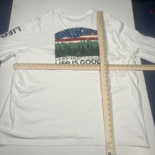 T-shirt uomo Life Is Good Crusher taglia 3XL manica lunga bianca natura foresta - Foto 3 di 5