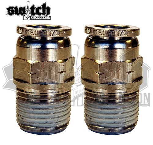 Numatics Push To Connect Male Straight Fitting 3/8 NPT Male to 1/2 Line Pair - Picture 2 of 13
