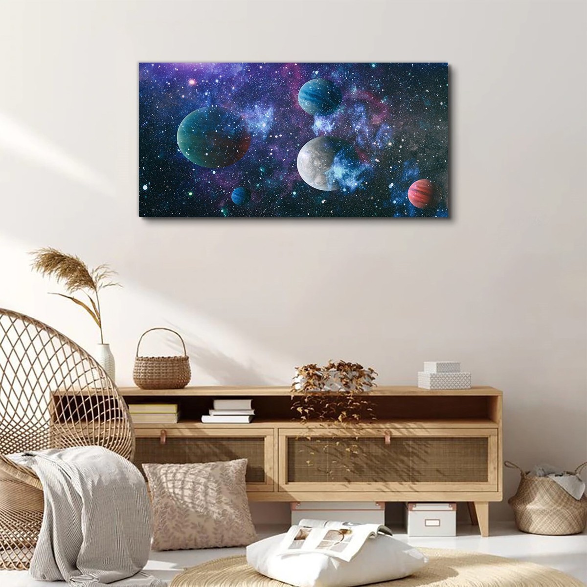 Canvas Print 100x50 Painting Sky Galaxy Universe Planets