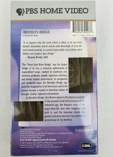 BROOKLYN BRIDGE 1981 Ken Burns America Collection VHS 1996 PBS documentary MINT - Picture 2 of 2