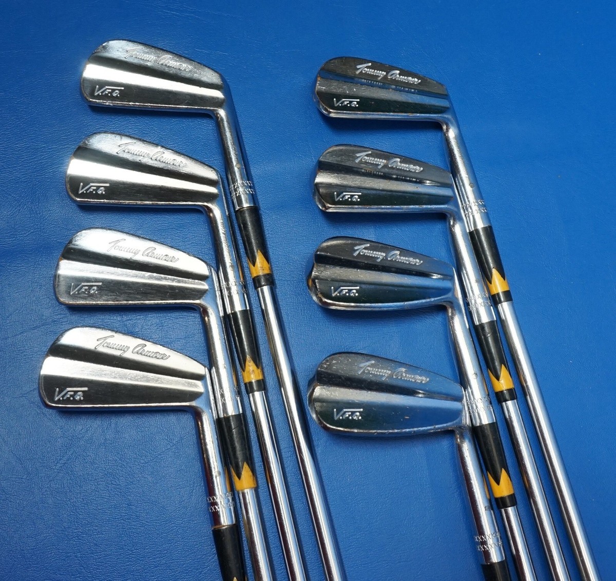 vintage macgregor tommy armour VFQ 2-9 iron set RH steel shaft