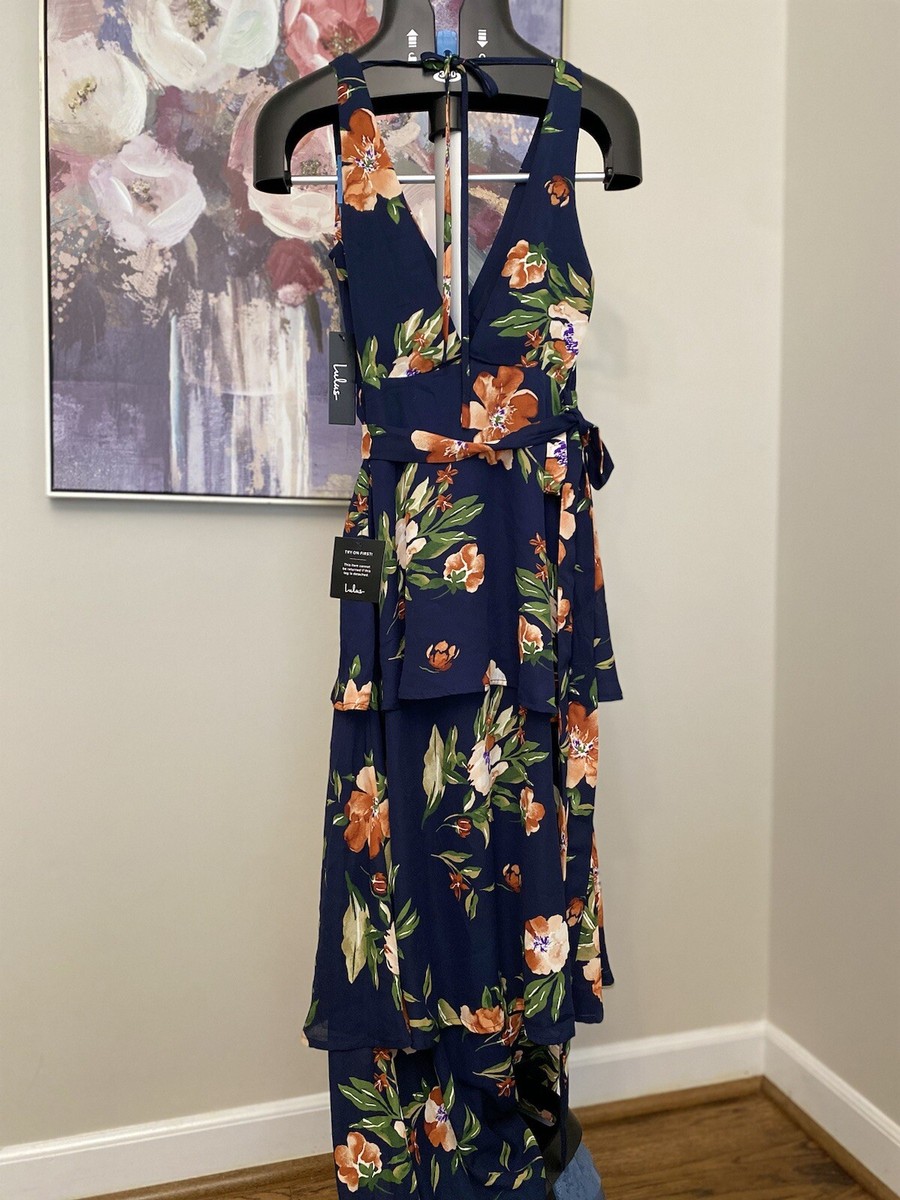 lulus navy floral maxi dress Navy Blue Maxi Dress - Floral Print Maxi Dress - Organza Dress