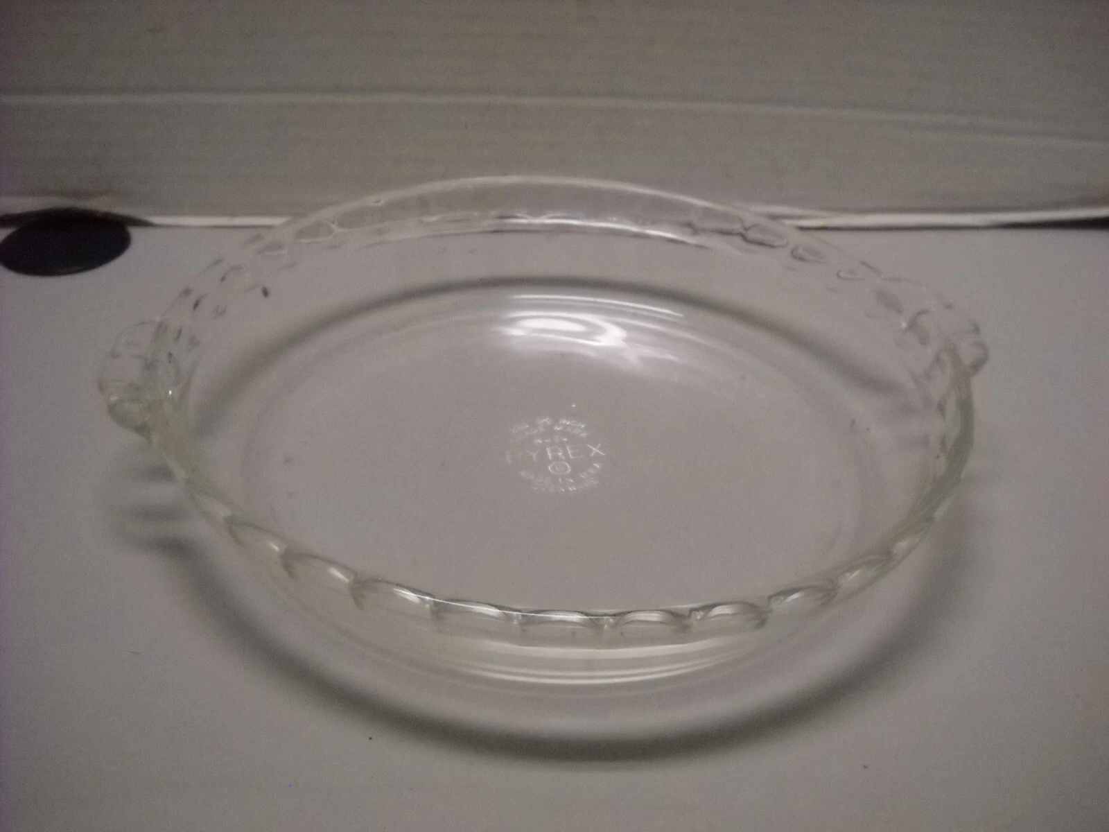 Vintage PYREX Clear Glass Deep Dish 9.5" Scalloped Fluted Edge Pie Plate #229