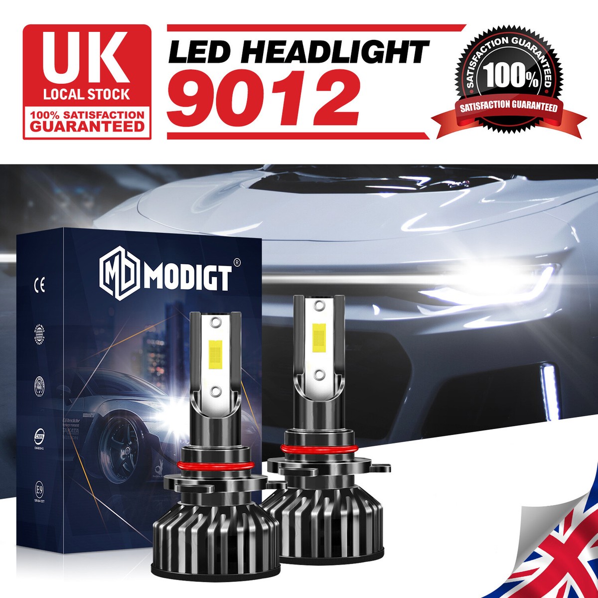 H4 CANBUS LED Headlight Bulbs – 80W, 6000K White, 12V, 2 Bulbs Kit For Cars & Motorcycles