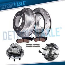 Front For 03-05 Dodge Ram 2500 3500 Drilled Rotors Brake Pads 2 Wheel Bearings Front For 03-05 Dodge Ram 2500 3500 Drilled Rotors Brake Pads 2 Wheel Bearings