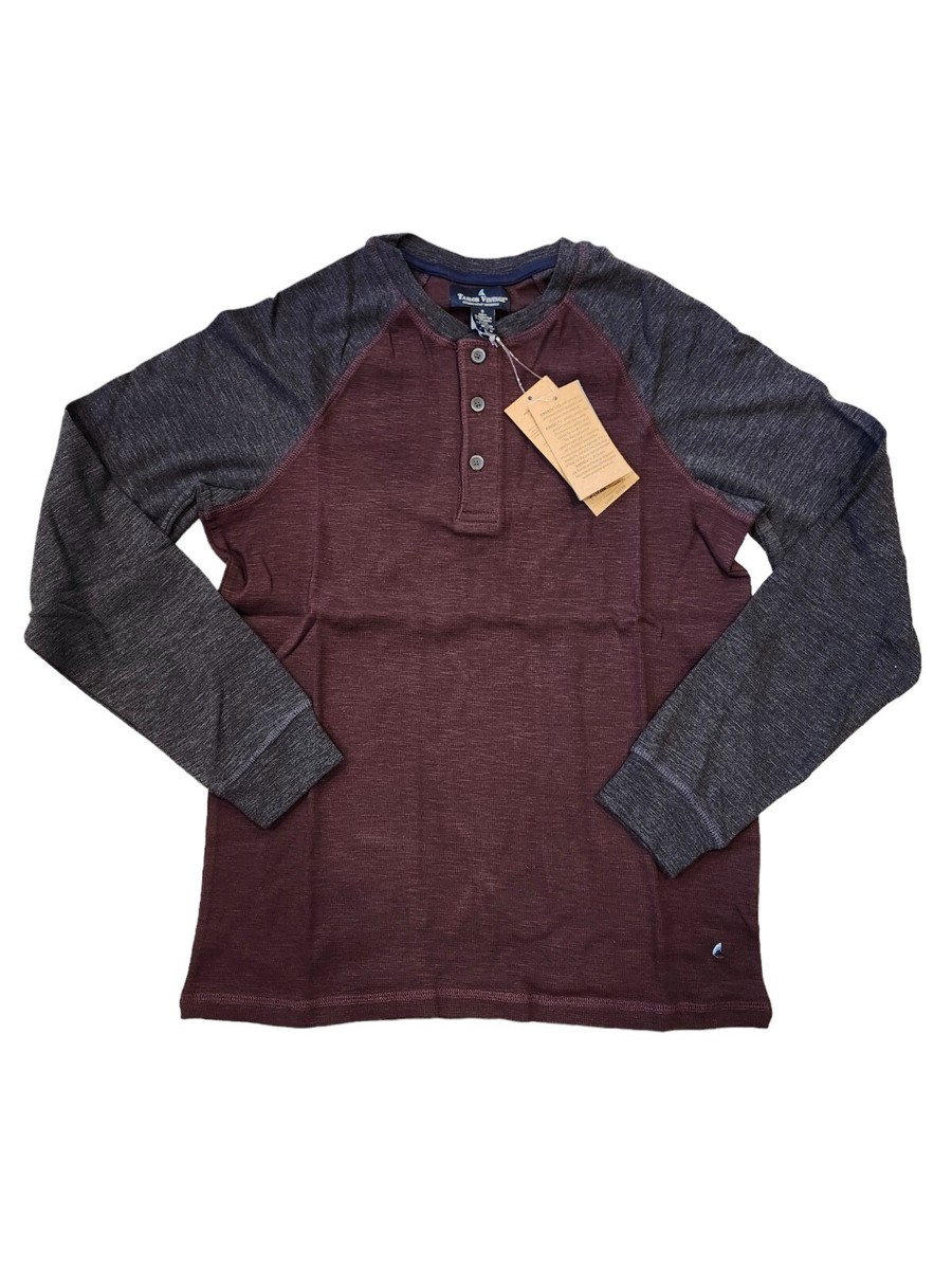 Tailor Vintage Airotec Long Sleeve Henley Raspberry Gray Men's