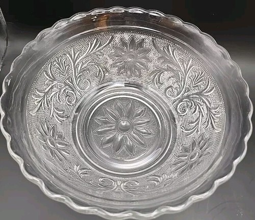 2 VTG Anchor Hocking Sandwich Pattern Lg Serving Bowls MCM & 1 Oval Bowl Set - Picture 3 of 11