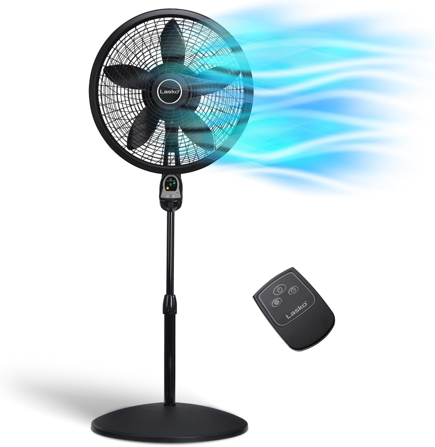 Powerful Oscillating Pedestal Fan with Adjustable Height Timer Remote 3 Speeds