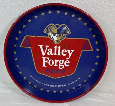 Vintage 1960's Valley Forge Beer Rams Head Ale Metal Bar Tray