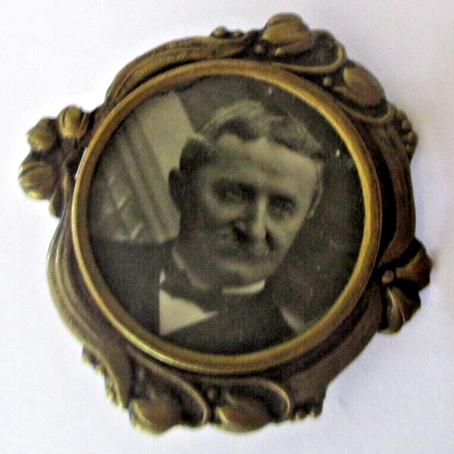 Broche Ancienne Porte-photo Couleur Argent - Bijou Vintage émaillé, Référence 2381